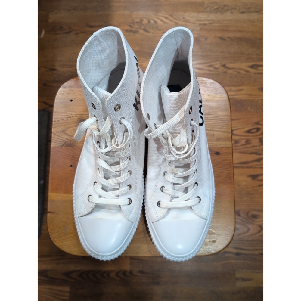 Calvin Klein Jeans Jacopo White Canvas High Top Sneakers Mens 11.5 Shoes Logo